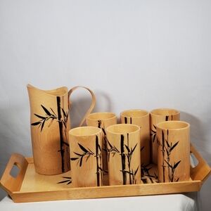 Vintage Bamboo Bar Set 60's 70's